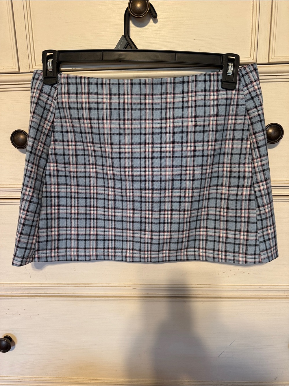 Urban Outfitters Blue Plaid Mini Skirt with Pink Accents